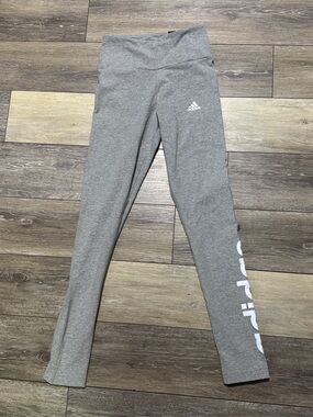 adidas ladies Grey Logo Side-Print Leggings